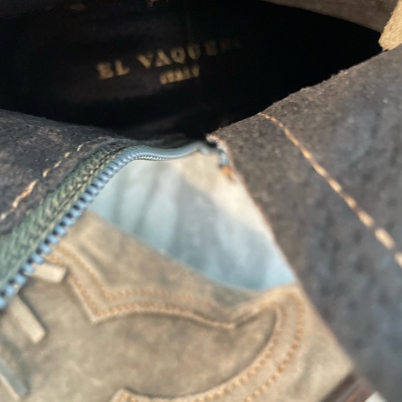 El Vaquero suede Cowboy Cowgirl western fringe leather ankle boots Italy 7.5 - Picture 12 of 15